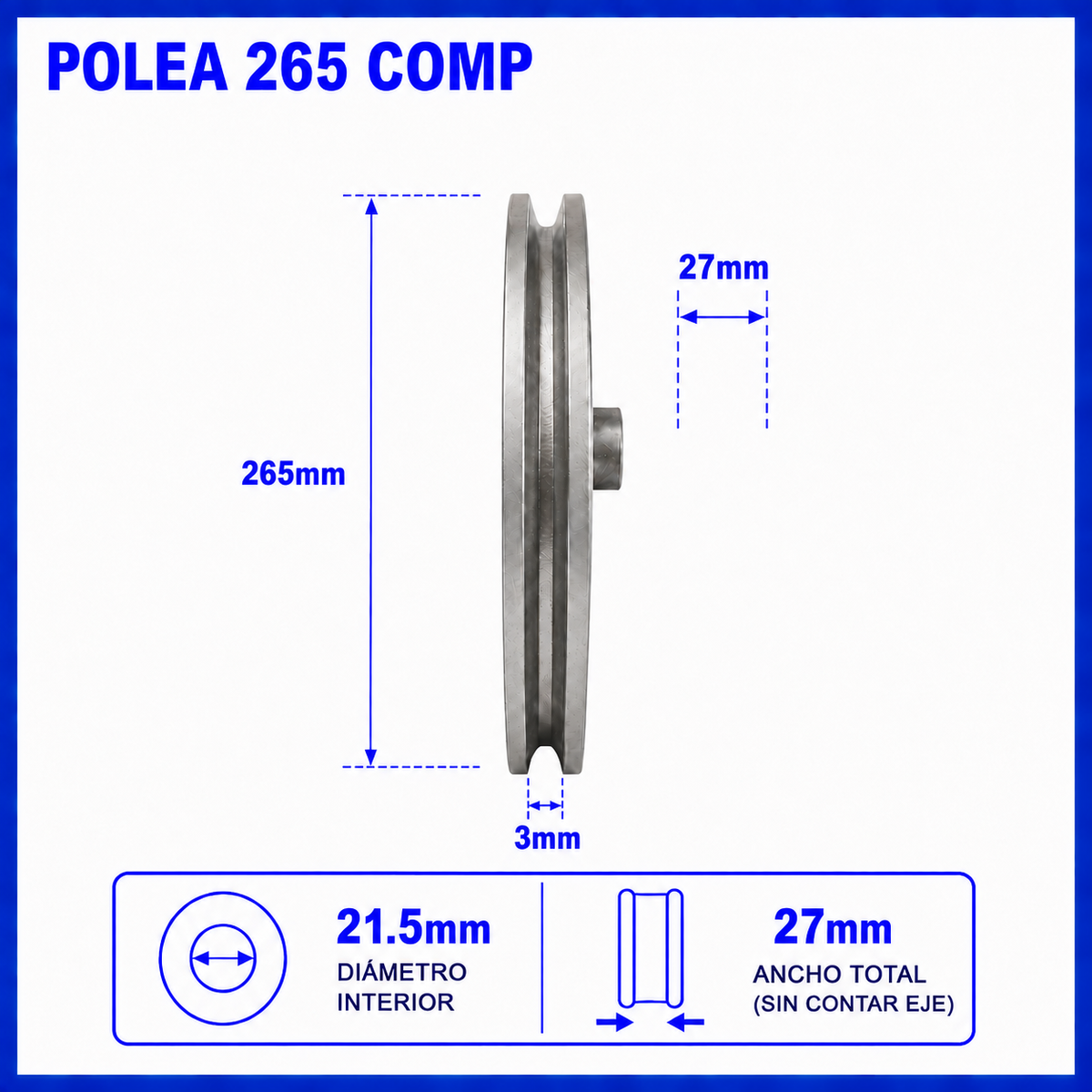 Polea 265 mm para Compresor de Aire | Volante de Recambio