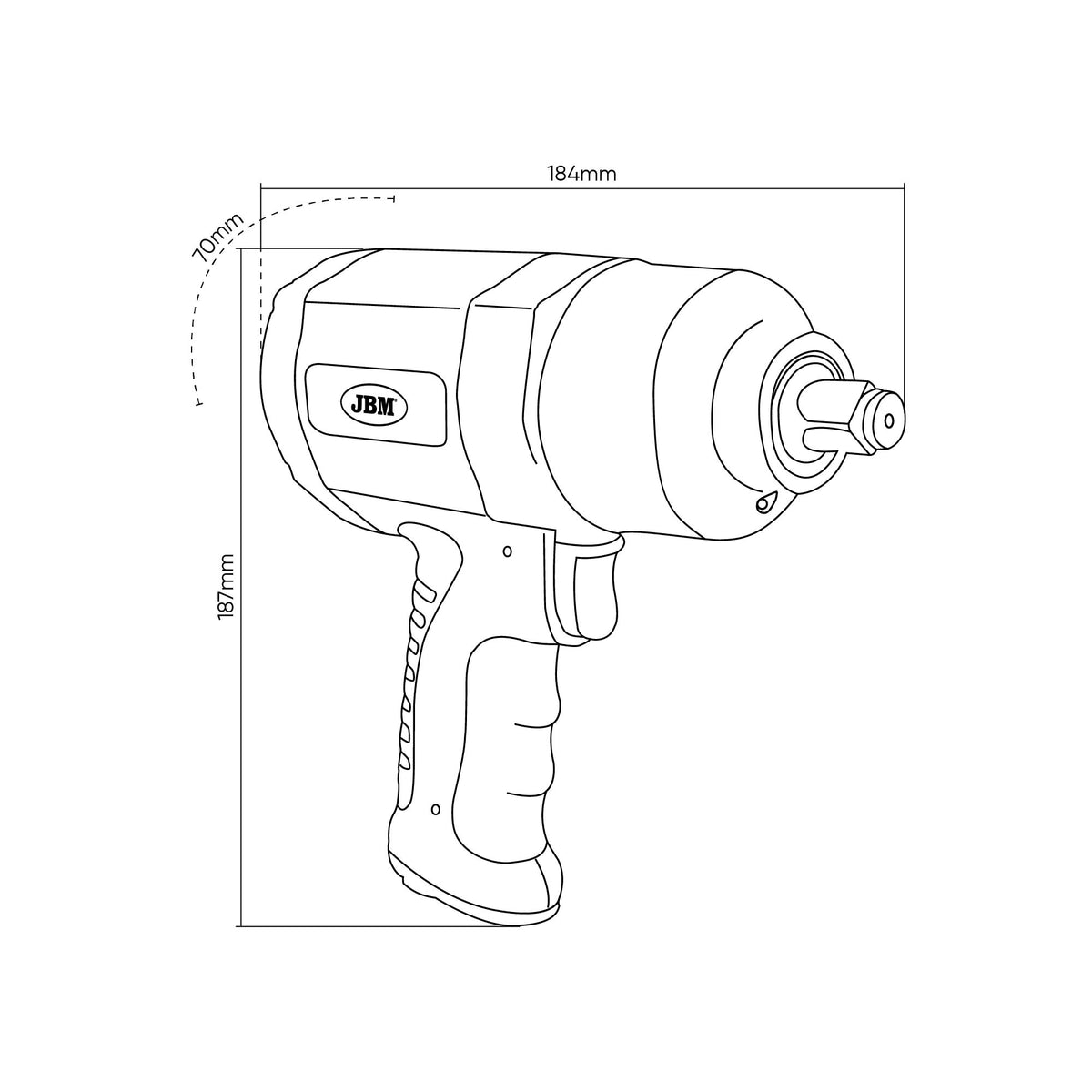 Pistola de Impacto Neumática JBM 1/2" 1200 Nm Profesional
