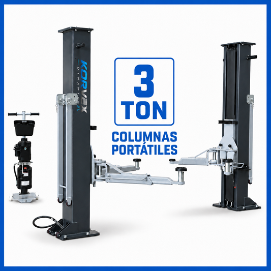 Elevador 2 columnas portátil 3T para coches 230V Korvex Dynamics