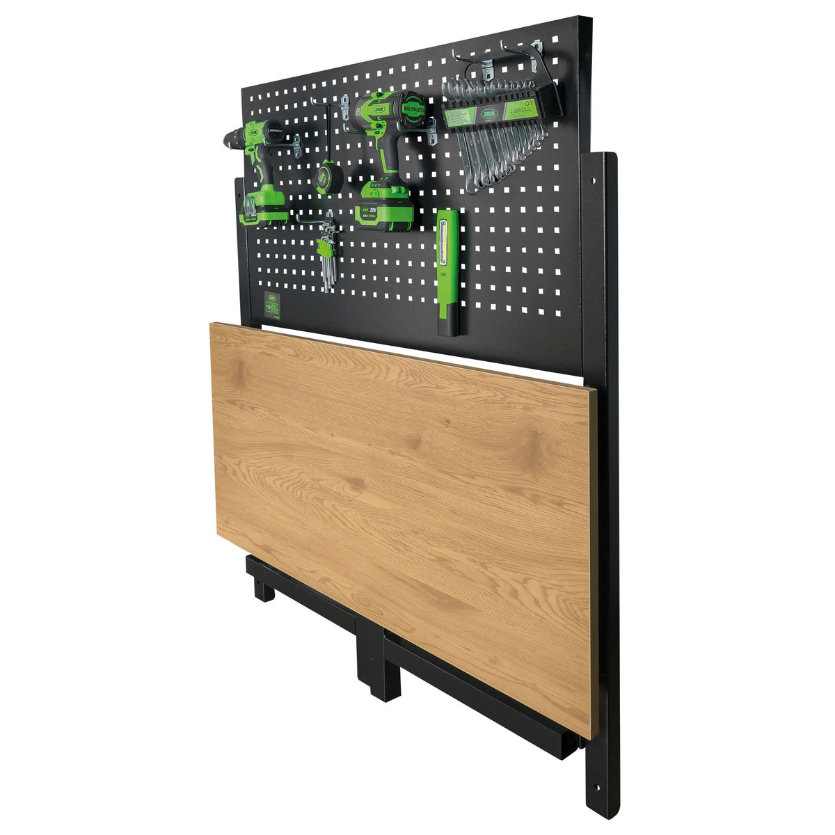 Mesa de Trabajo Plegable 1200 × 600 mm con Panel Perforado – 150 kg