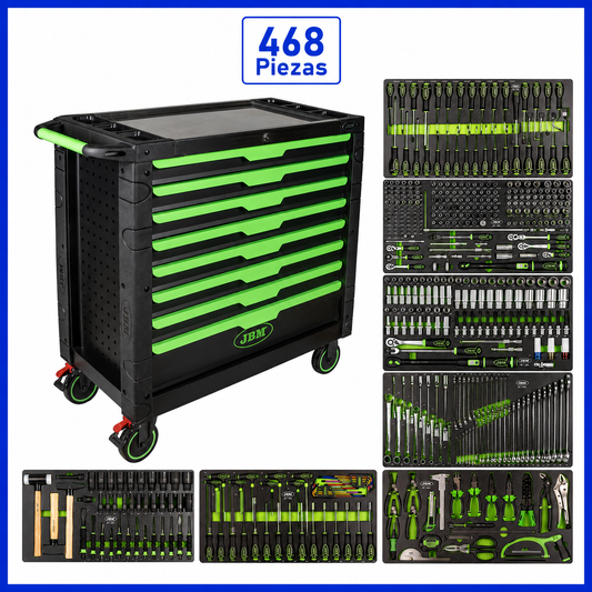Carro de herramientas profesional con 468 piezas y 8 cajones