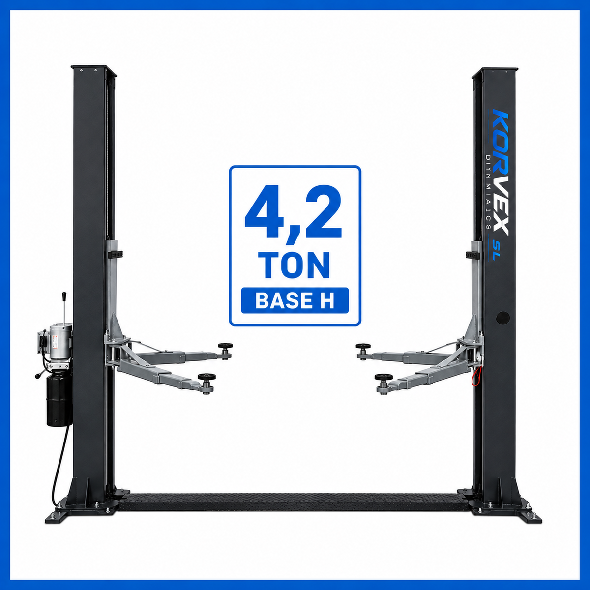 Elevador de coches 2 columnas 4,2T 230V semiautomático con Base H de refuerzo