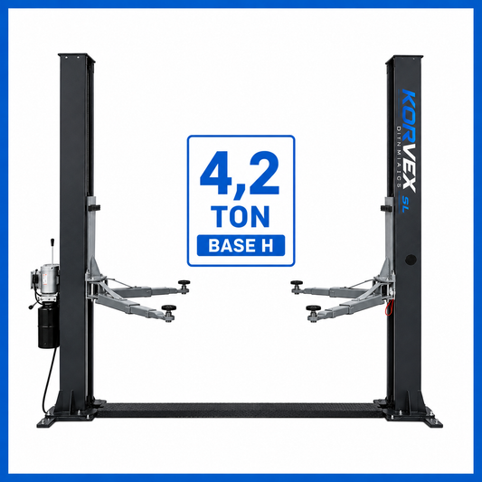 Elevador de coches 2 columnas 4,2T 230V semiautomático con Base H de refuerzo