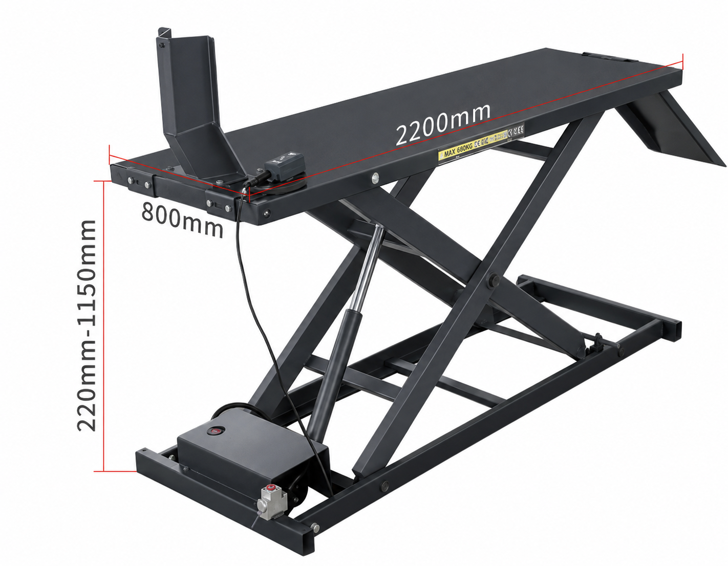 Elevador de Motos 700 kg con Gato Central Monofásico 230V