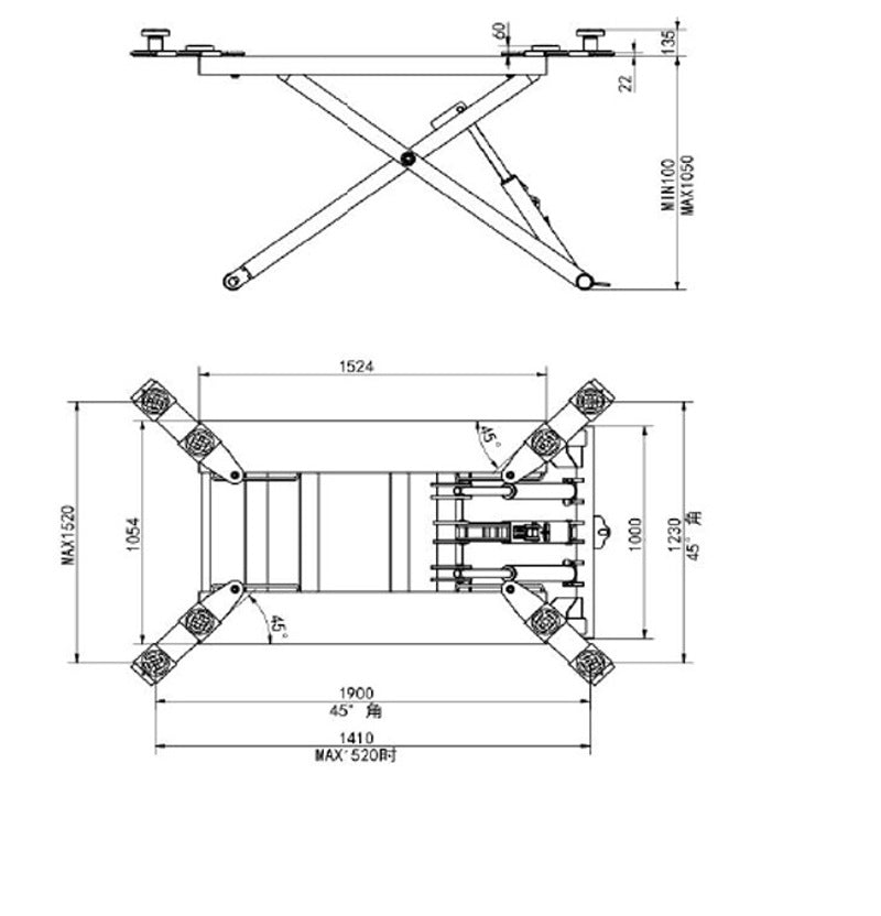 Elevador tijera portátil 2800 kg monofásico para taller Korvex Dynamics