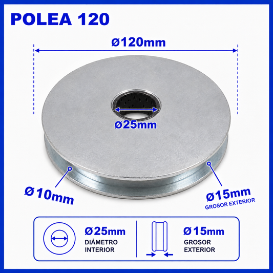 Polea de recambio para elevador de coches Ø120 mm