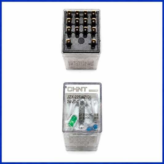 Relé electromecánico CHINT JZX-22F/4Z(D) 24VDC 14 pines | Recambio elevador