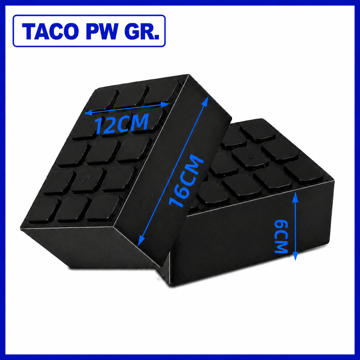 Taco de goma para elevador de coches y elevador de tijera – 160 × 120 × 60 mm
