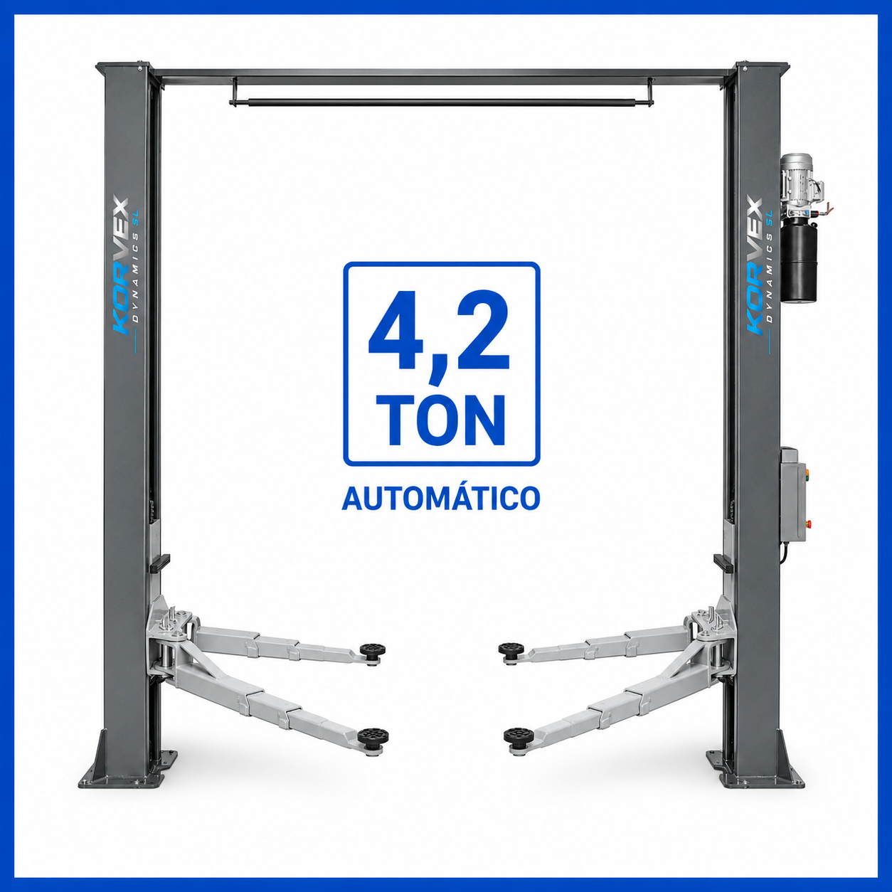 Elevador 2 columnas base libre 4,2T 230V automático Korvex Dynamics