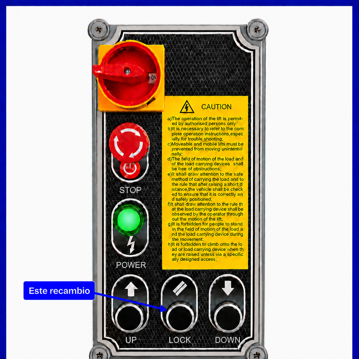 Botón LOCK para cuadro eléctrico de elevador de coches