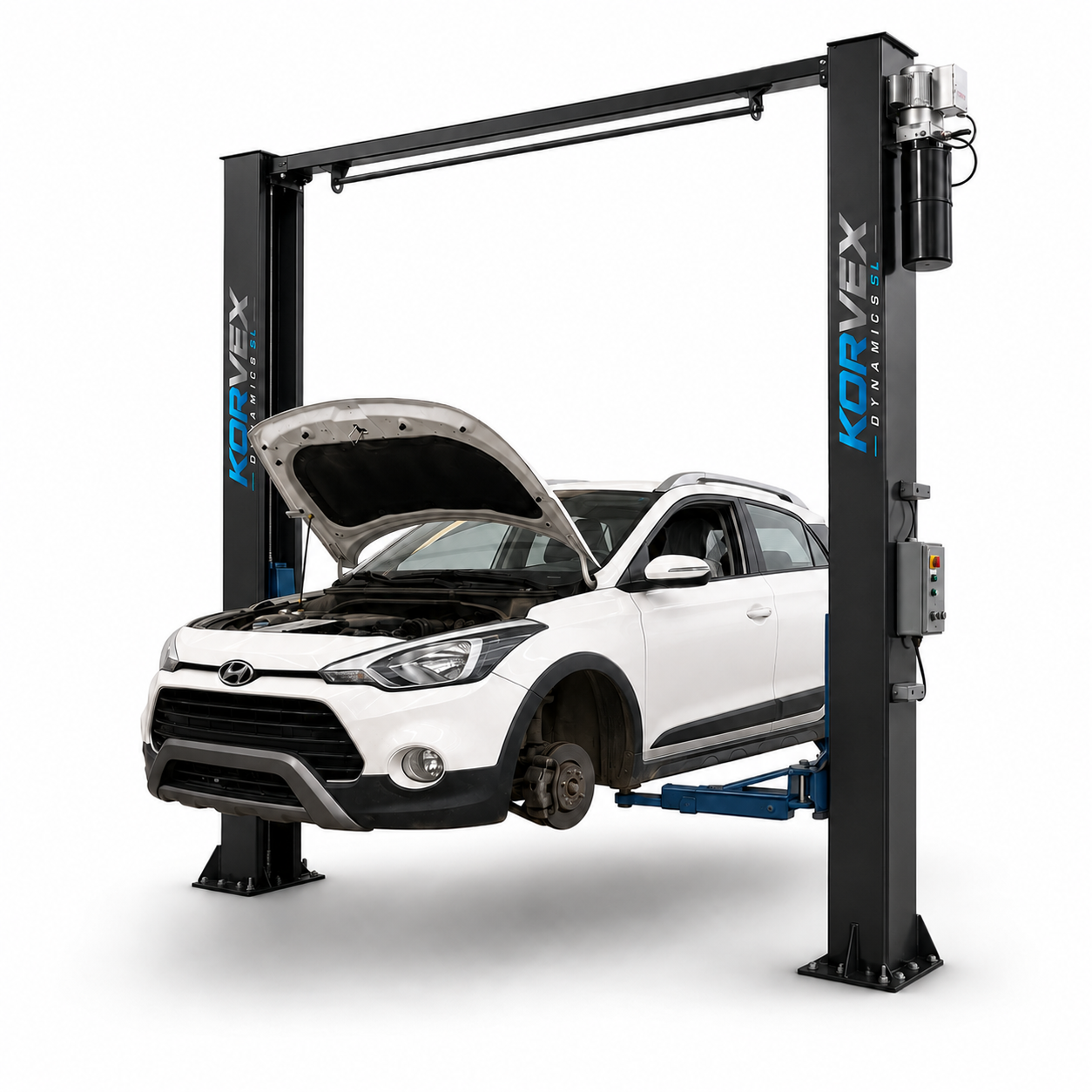 Elevador 2 columnas base libre 4,2T 230V automático Korvex Dynamics