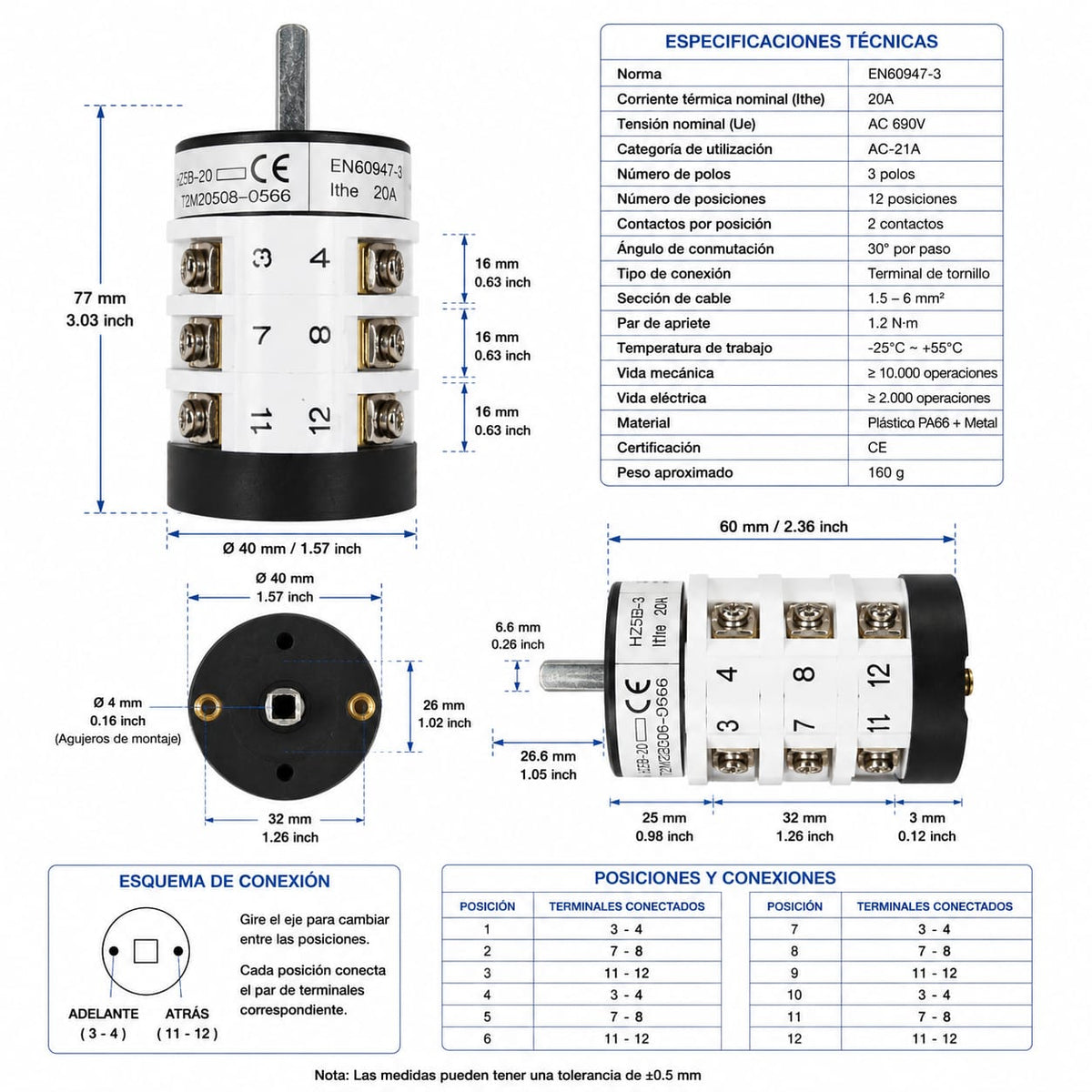 Interruptor Switch HZ5B para Desmontadora de Neumáticos