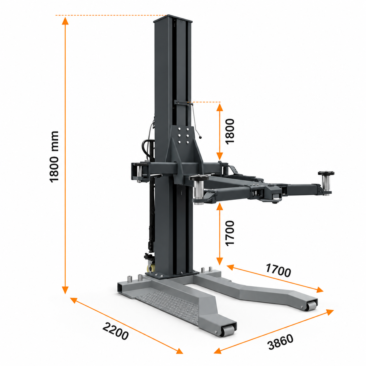 Elevador 1 columna 2700 kg portátil monofásico Korvex Dynamics