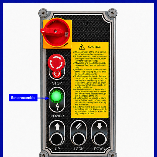 Piloto luminoso verde POWER para cuadro eléctrico de elevador