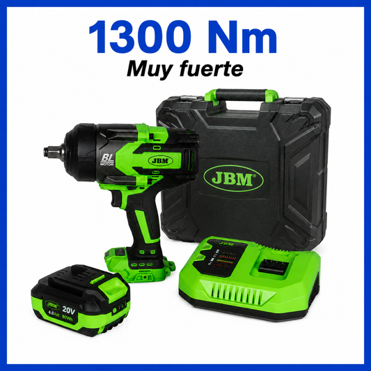 Pistola de Impacto Brushless a Batería 1/2" 1300 Nm 20V con Batería, Cargador y Maletín