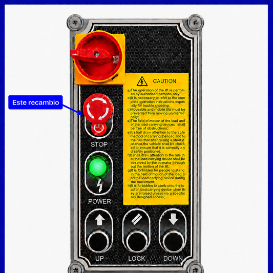 Botón seta STOP de emergencia para cuadro eléctrico de elevador