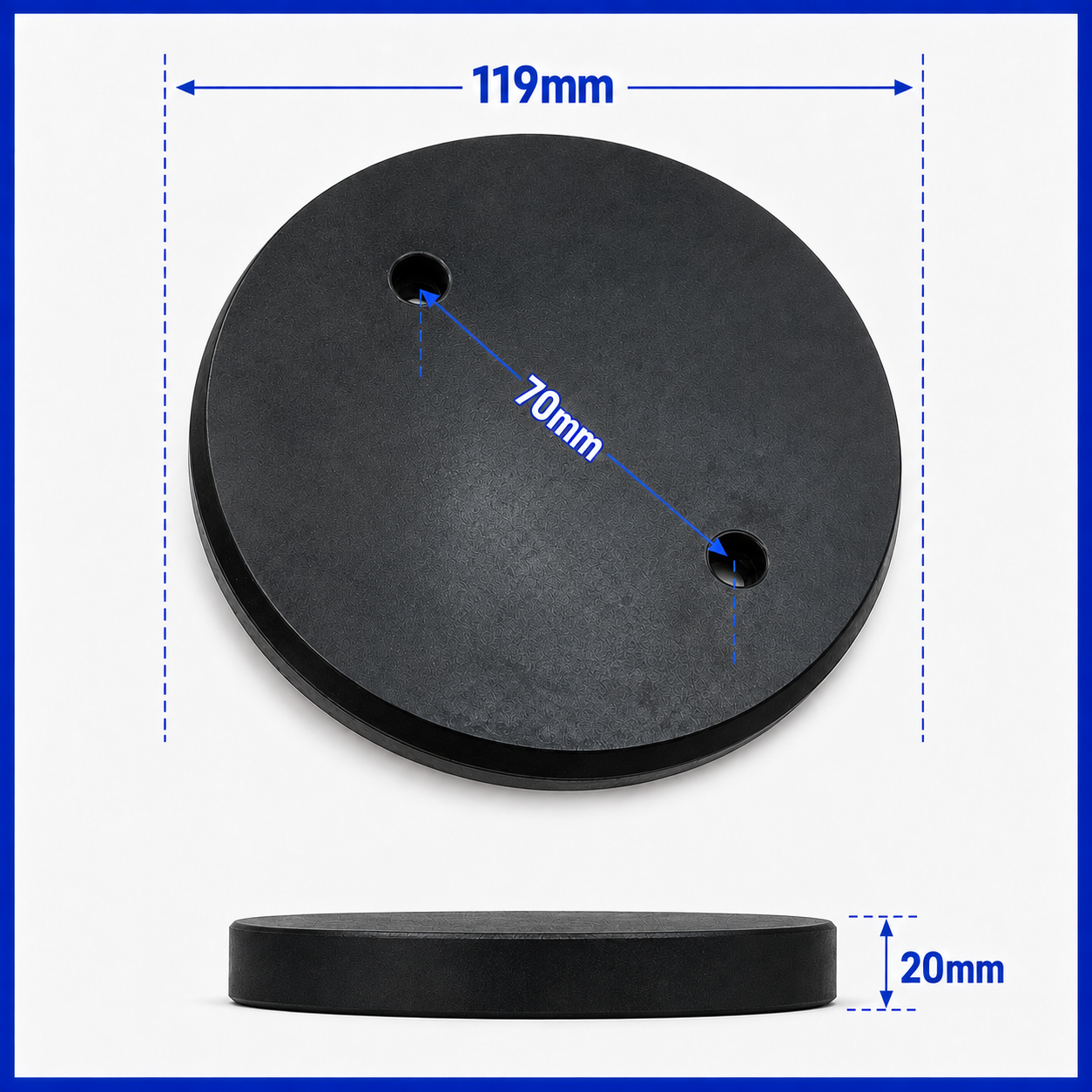 Taco de goma para elevador de coches de 2 columnas – 119 × 20 mm